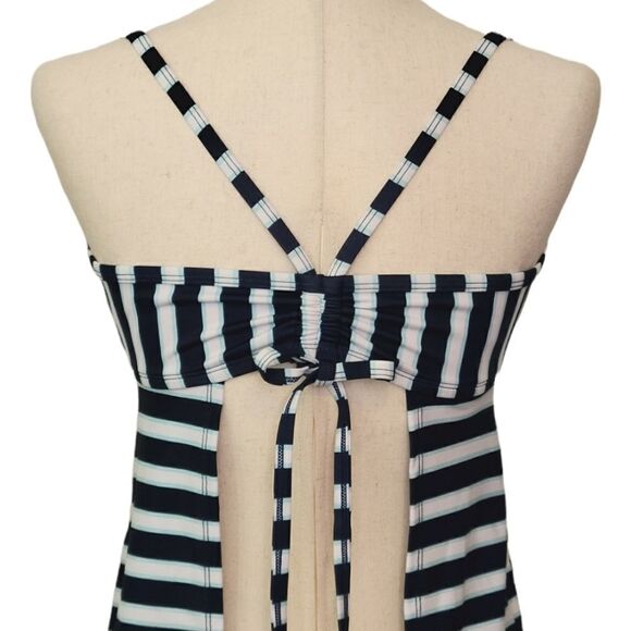 Kona Sol Navy Blue Striped Cutout Back Detail Swimsuit Top Size M - Picture 4 of 8